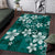 Plumeria Floral Tapa Pattern Crystal Teal Area Rug