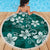 Plumeria Floral Tapa Pattern Crystal Teal Beach Blanket