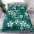 Plumeria Floral Tapa Pattern Crystal Teal Bedding Set