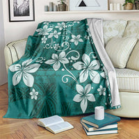 Plumeria Floral Tapa Pattern Crystal Teal Blanket LT01 Teal - Polynesian Pride
