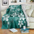 Plumeria Floral Tapa Pattern Crystal Teal Blanket