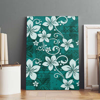 Plumeria Floral Tapa Pattern Crystal Teal Canvas Wall Art LT01 - Polynesian Pride