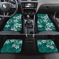 Plumeria Floral Tapa Pattern Crystal Teal Car Mats LT01 Set 4pcs Teal - Polynesian Pride