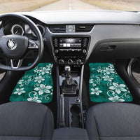 Plumeria Floral Tapa Pattern Crystal Teal Car Mats LT01 Set 2pcs - Front Teal - Polynesian Pride