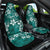 Plumeria Floral Tapa Pattern Crystal Teal Car Seat Cover