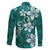 Plumeria Floral Tapa Pattern Crystal Teal Family Matching Puletasi and Hawaiian Shirt