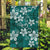 Plumeria Floral Tapa Pattern Crystal Teal Garden Flag