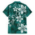 Plumeria Floral Tapa Pattern Crystal Teal Hawaiian Shirt