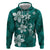 Plumeria Floral Tapa Pattern Crystal Teal Hoodie