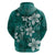 Plumeria Floral Tapa Pattern Crystal Teal Hoodie