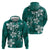 Plumeria Floral Tapa Pattern Crystal Teal Hoodie