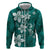 Plumeria Floral Tapa Pattern Crystal Teal Hoodie