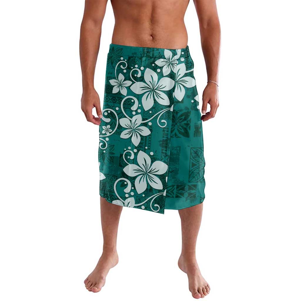 Plumeria Floral Tapa Pattern Crystal Teal Lavalava LT01 Teal - Polynesian Pride