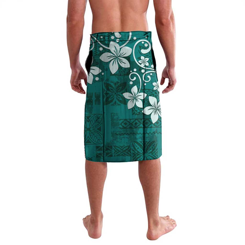 Plumeria Floral Tapa Pattern Crystal Teal Lavalava LT01 - Polynesian Pride