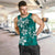 Plumeria Floral Tapa Pattern Crystal Teal Men Tank Top