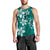 Plumeria Floral Tapa Pattern Crystal Teal Men Tank Top