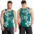 Plumeria Floral Tapa Pattern Crystal Teal Men Tank Top