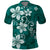 Plumeria Floral Tapa Pattern Crystal Teal Polo Shirt