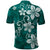 Plumeria Floral Tapa Pattern Crystal Teal Polo Shirt