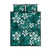 Plumeria Floral Tapa Pattern Crystal Teal Quilt Bed Set