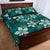 Plumeria Floral Tapa Pattern Crystal Teal Quilt Bed Set