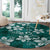 Plumeria Floral Tapa Pattern Crystal Teal Round Carpet