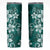 Plumeria Floral Tapa Pattern Crystal Teal Skinny Tumbler