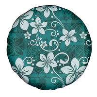 Plumeria Floral Tapa Pattern Crystal Teal Spare Tire Cover LT01 - Polynesian Pride