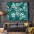 Plumeria Floral Tapa Pattern Crystal Teal Tapestry