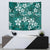 Plumeria Floral Tapa Pattern Crystal Teal Tapestry