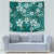 Plumeria Floral Tapa Pattern Crystal Teal Tapestry