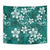 Plumeria Floral Tapa Pattern Crystal Teal Tapestry