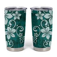 Plumeria Floral Tapa Pattern Crystal Teal Tumbler Cup LT01 Teal - Polynesian Pride