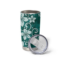 Plumeria Floral Tapa Pattern Crystal Teal Tumbler Cup LT01 - Polynesian Pride