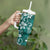 Plumeria Floral Tapa Pattern Crystal Teal Tumbler With Handle