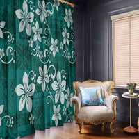 Plumeria Floral Tapa Pattern Crystal Teal Window Curtain LT01 - Polynesian Pride