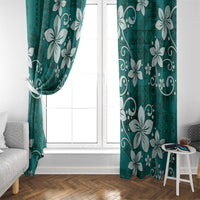 Plumeria Floral Tapa Pattern Crystal Teal Window Curtain LT01 - Polynesian Pride