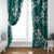 Plumeria Floral Tapa Pattern Crystal Teal Window Curtain