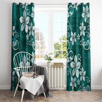 Plumeria Floral Tapa Pattern Crystal Teal Window Curtain LT01 - Polynesian Pride