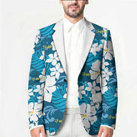 Blue Hawaiian Hibiscus Monstera Blazer Grunge Stylized LT01 - Polynesian Pride