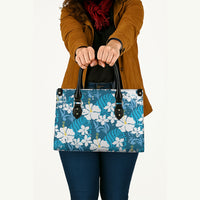 Blue Hawaiian Hibiscus Monstera Leather Bag Grunge Stylized LT01 - Polynesian Pride