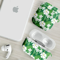 Green Hawaiian Hibiscus Monstera AirPods Case Grunge Stylized LT01 - Polynesian Pride