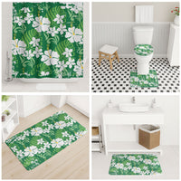 Green Hawaiian Hibiscus Monstera Bathroom Set Grunge Stylized LT01 - Polynesian Pride