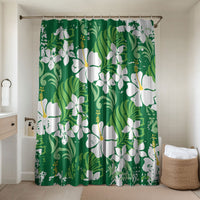 Green Hawaiian Hibiscus Monstera Bathroom Set Grunge Stylized LT01 Shower Curtain Only Green - Polynesian Pride