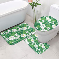 Green Hawaiian Hibiscus Monstera Bathroom Set Grunge Stylized LT01 - Polynesian Pride