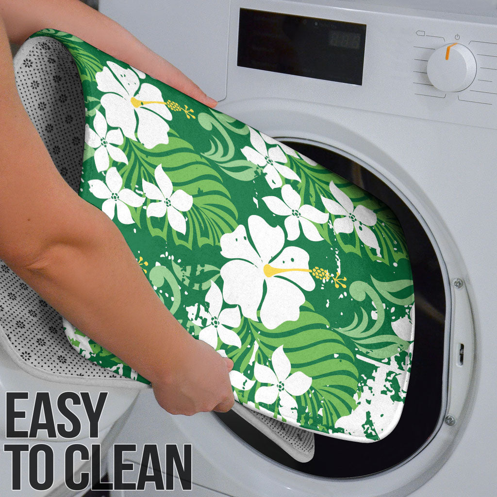 Green Hawaiian Hibiscus Monstera Bathroom Set Grunge Stylized LT01 - Polynesian Pride