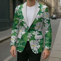 Green Hawaiian Hibiscus Monstera Blazer Grunge Stylized LT01 - Polynesian Pride