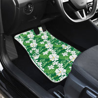 Green Hawaiian Hibiscus Monstera Car Mats Grunge Stylized LT01 - Polynesian Pride