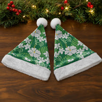 Green Hawaiian Hibiscus Monstera Christmas Santa Hat Grunge Stylized LT01 - Polynesian Pride