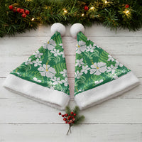 Green Hawaiian Hibiscus Monstera Christmas Santa Hat Grunge Stylized LT01 - Polynesian Pride